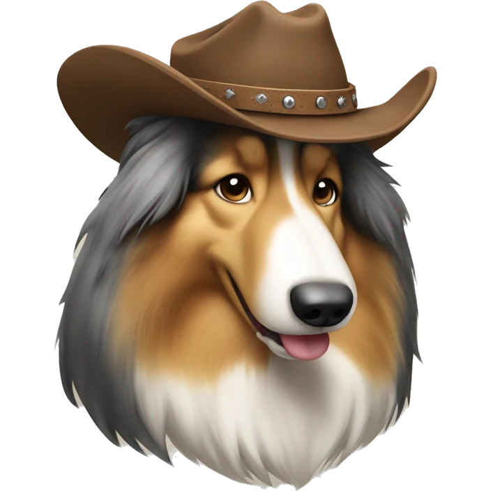 Rough collie in cowboy attire  emoji