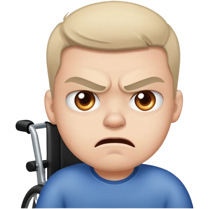 An angry autistic person in a wheelchair emoji