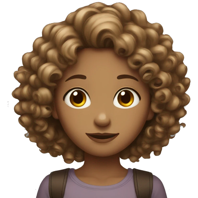 Girl with curly hair color brown and skinny  emoji