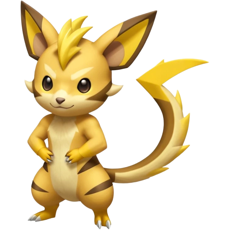 Electric Lemon-Yellow Sharp-Striped Spark-Crackling Agile Raichu-Zeraora hybrid Fakémon (full body) emoji