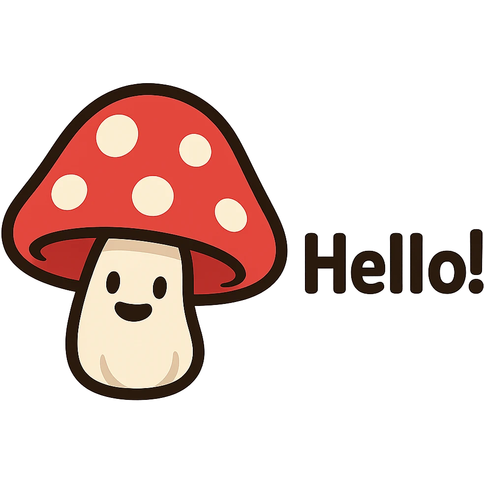 a red mushroom with a friendly greeting, versatile style emoji