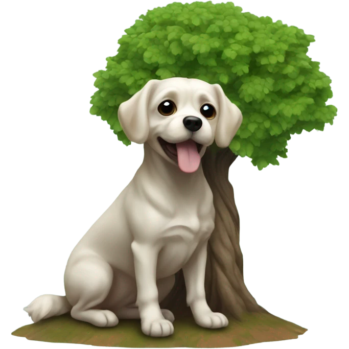 Malteser Dog with Tree emoji
