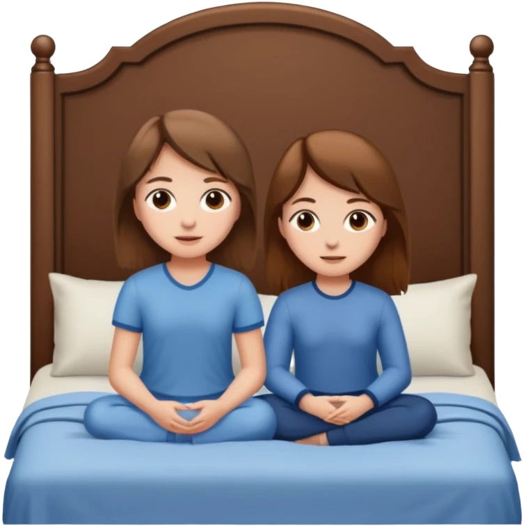 A brown-haired girl and a brown-haired man. They are both on a bed. The girl is sitting on the man.she is sitting on a man . they are in a sex position emoji