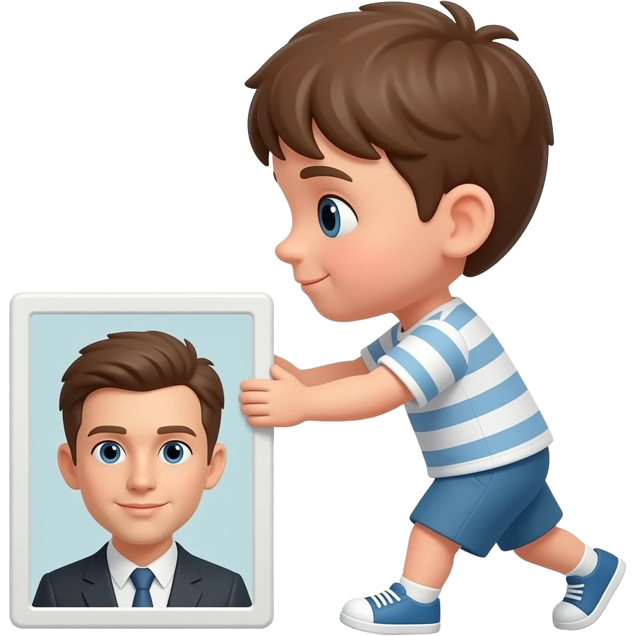 A kid pushing a pale emoji