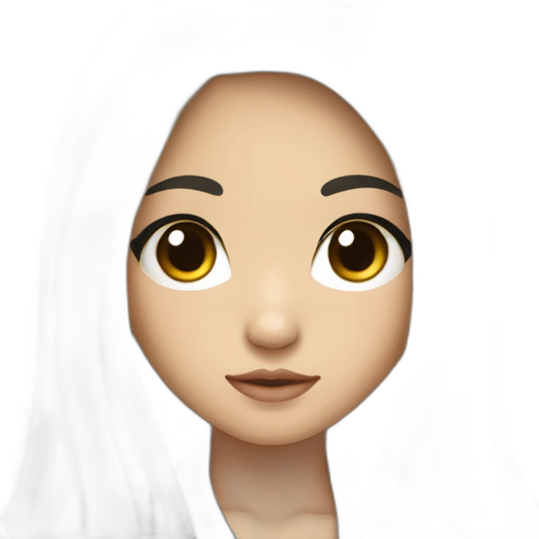 wasian girl with long black hair and eyeliner from head to chest emoji