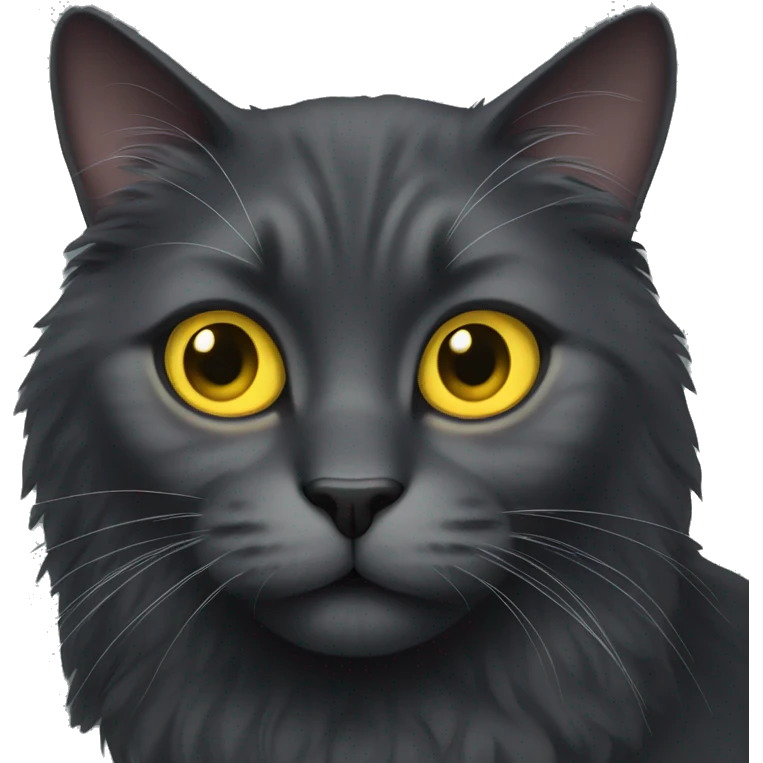 Big Fluffy dark grey cat with yellow eyes emoji