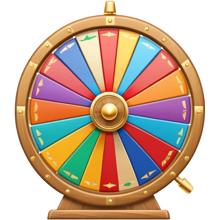 colorful fortune wheel with multiple sections and a spinner arrow emoji