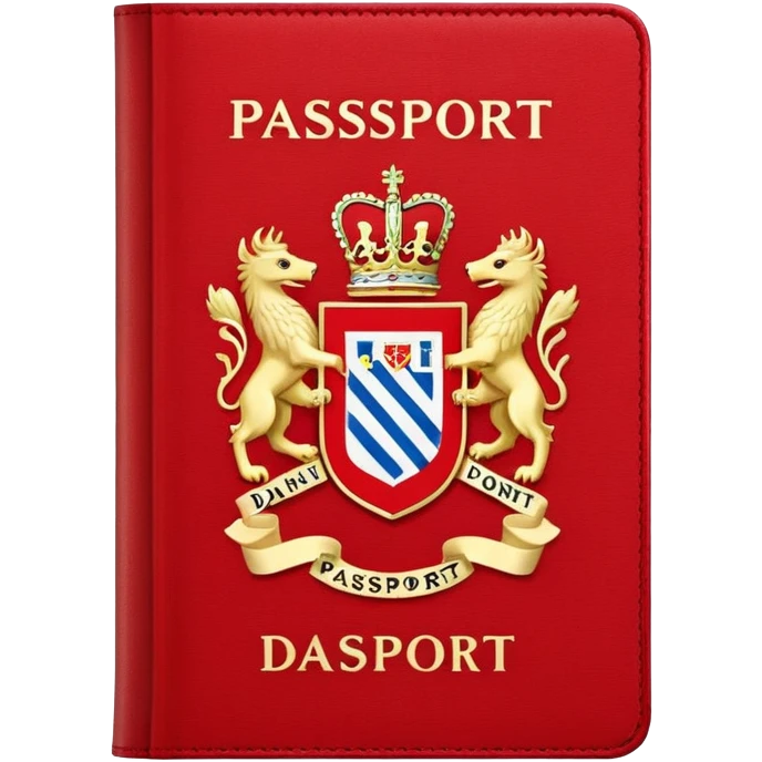 Danish passport, red cover with coat of arms emoji
