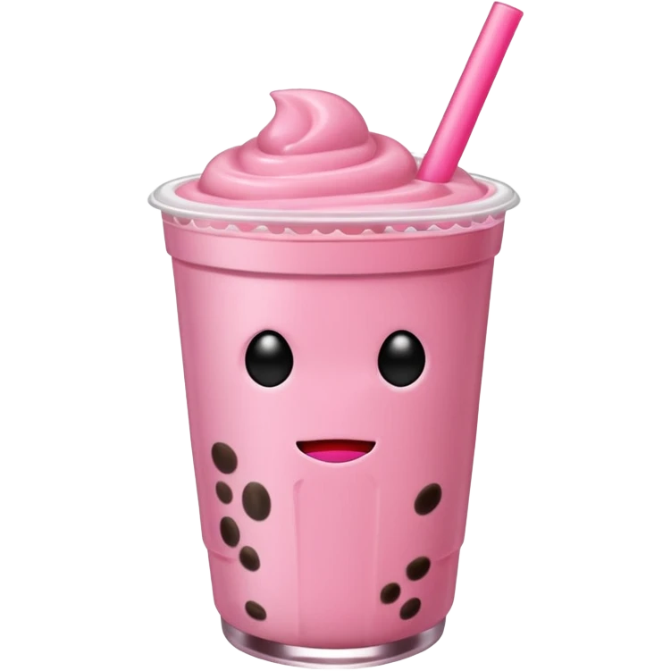 Pink boba drink without a face emoji