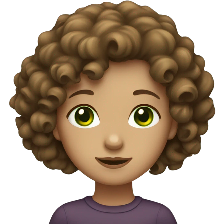 Girl with curly brown hair and green eyes  emoji