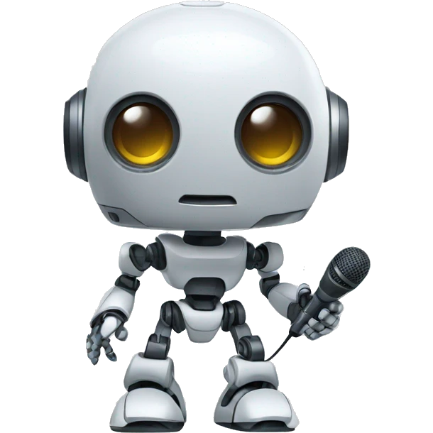 Ai robot with microphone in his hand emoji