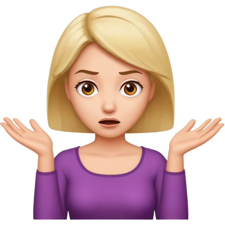 A woman shrugging her shoulders with a baffled expression emoji