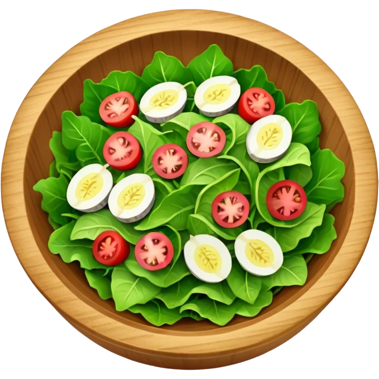 bowl de madera en su interior ensalada verde saludable con vista desde arriba emoji