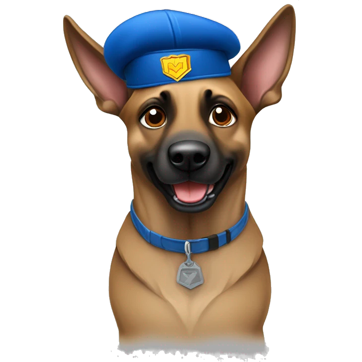 Belgian Malinois Dog Breed flying superman hero blue cap emoji