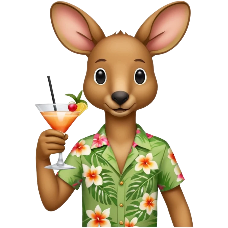 Kangaroo with Hawaii shirt and coctail emoji