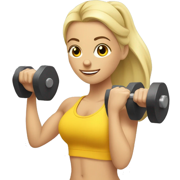 blonde gym girl with dumbells emoji