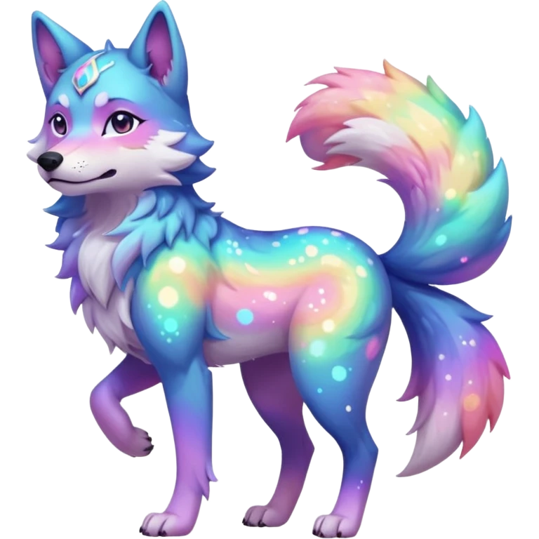 anthropomorphic anthro kawaii cute colorful shiny pastel nebula furry wolf-fursona furry  (2 legs, 2 arms) (full body) (shoulder bust) (half body) emoji