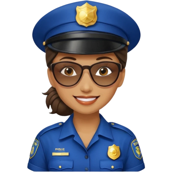 woman police with hair style and hats and sun glasses emoji