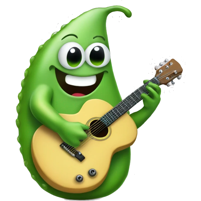 Happy green slug playing guitar emoji