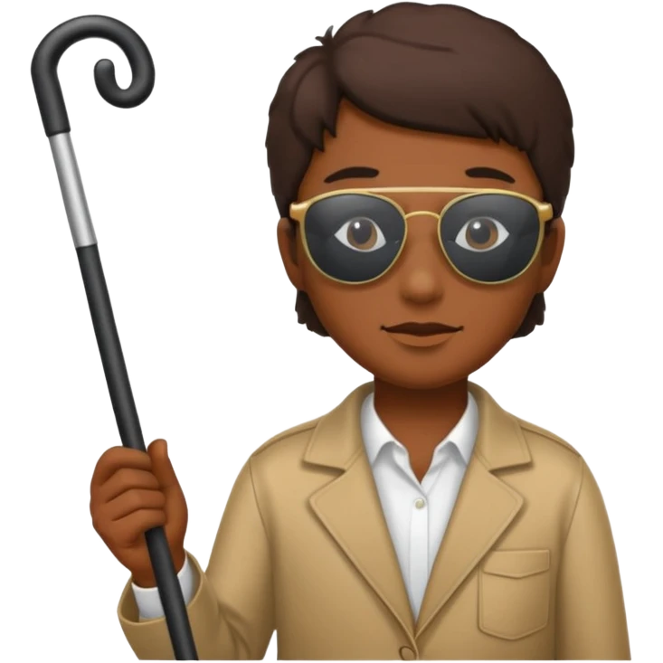 A blind person wearing sunglasses and holding a guide cane emoji
