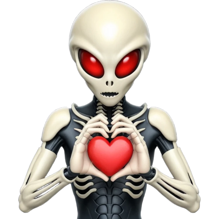 black xenomorph from the movie Alien making heart sign emoji