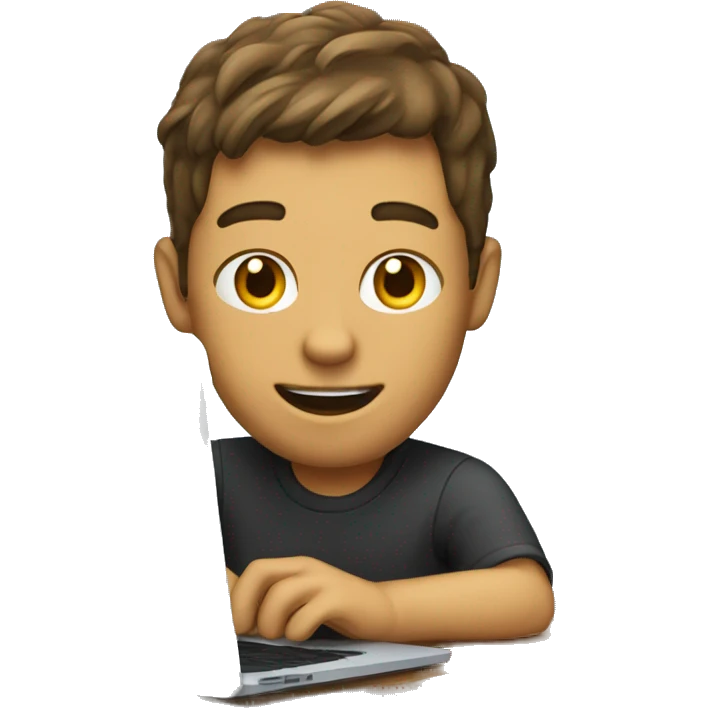 Video editor working on his mac book emoji
