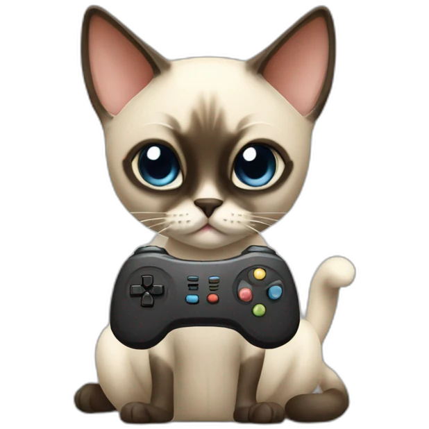 Siamese cat playing video games emoji