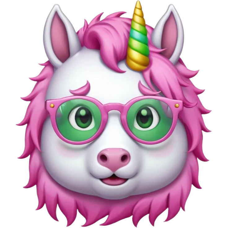 unicorn with green glasses and pink hair emoji