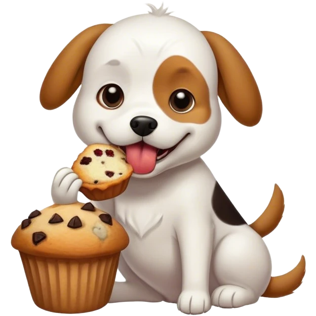 Perro comiendo un muffin emoji