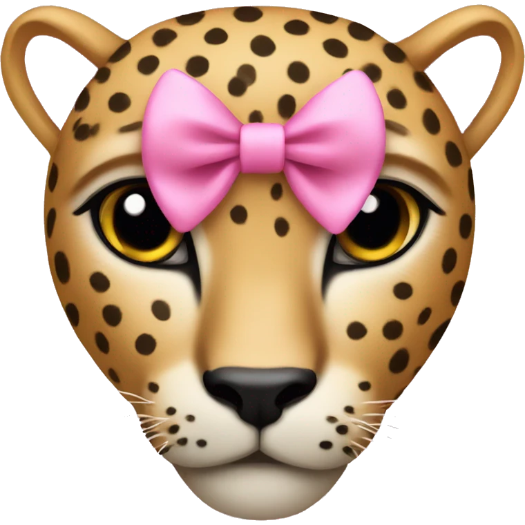 cheetah with a small pink bow emoji