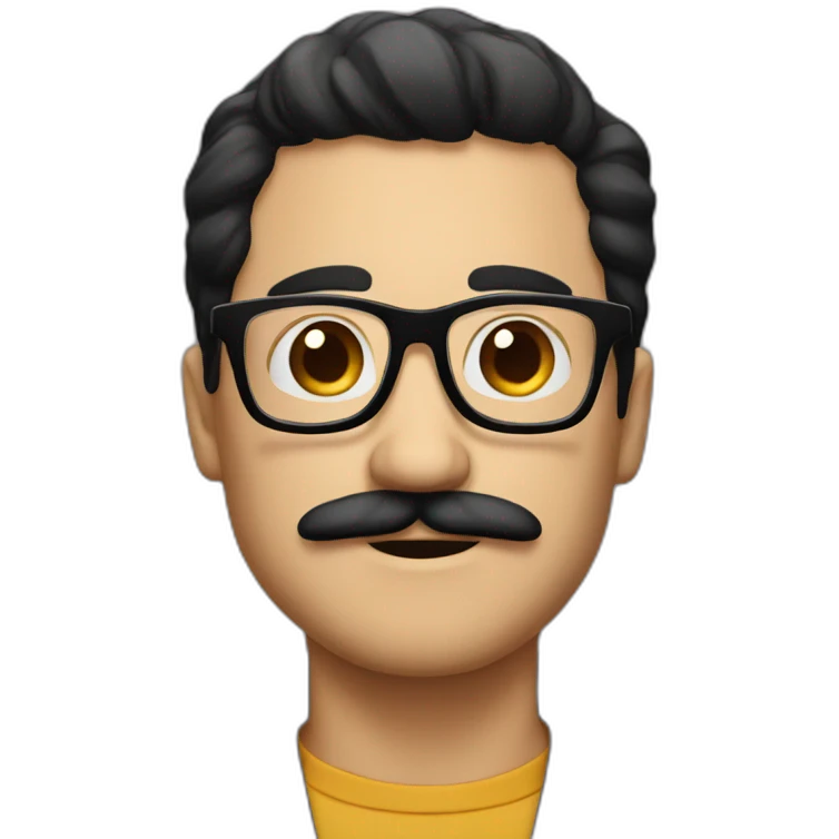 Man with black hair and glasses and moustache  emoji