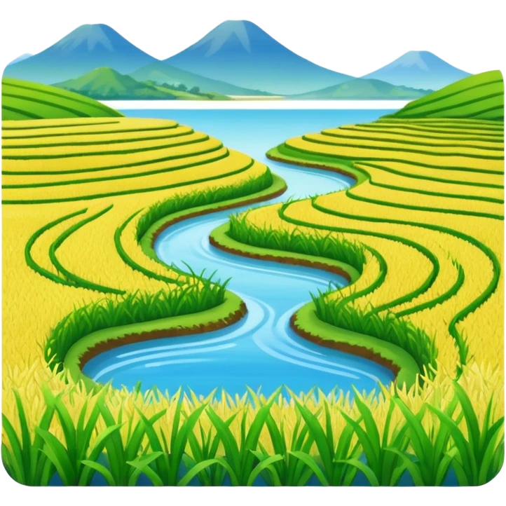 Make an emoji of a landscape with the sea and rice fields emoji