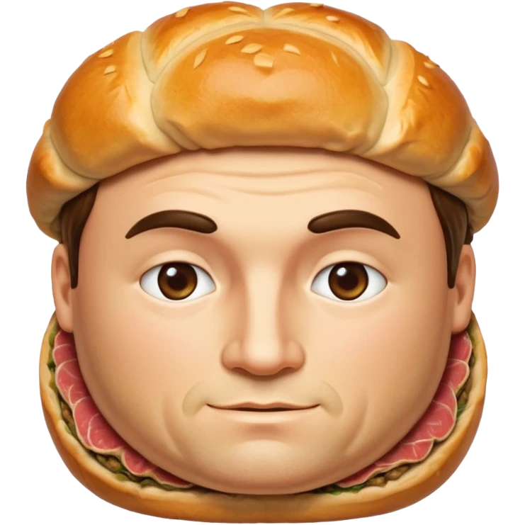 Man face in beef Wellington, face in middle emoji