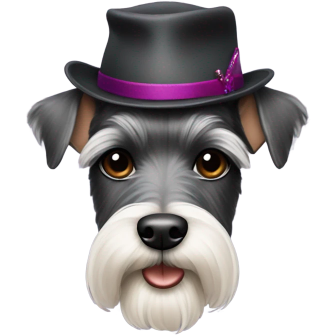 Miniature schnauzer wearing a hat emoji