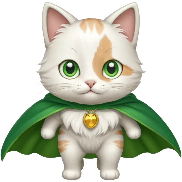 یک گربه بامزه با شنل سبز emoji