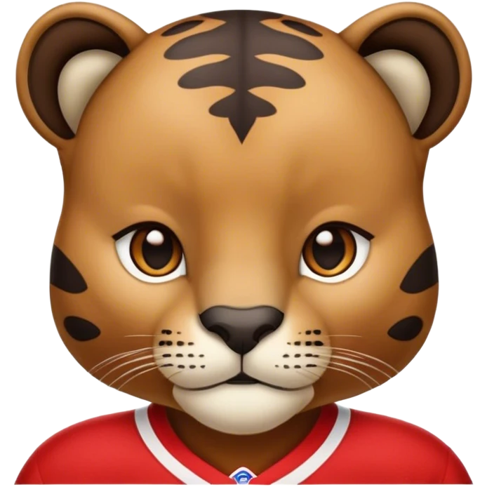 Brown Panther in red hockey jersey  emoji
