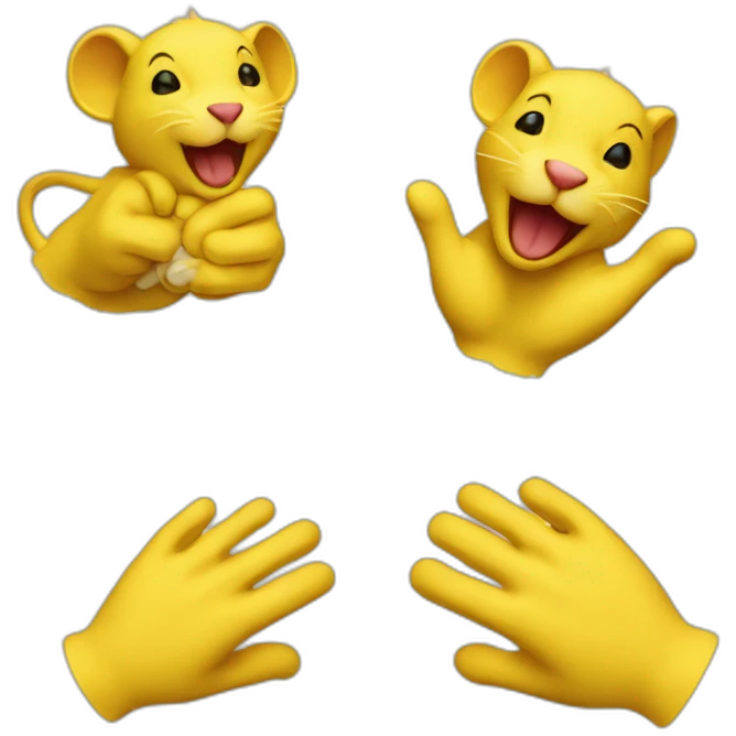 the yellow mouse which has the red lion's white hand  emoji