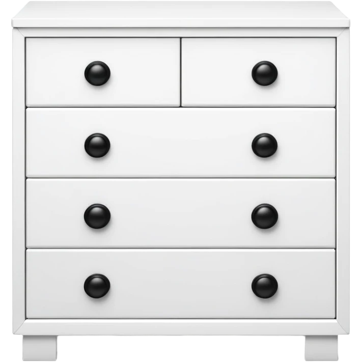 A sleek white 6-drawer on top of the other chest with round black knobs — with minimalist charm. ikea inspire emoji