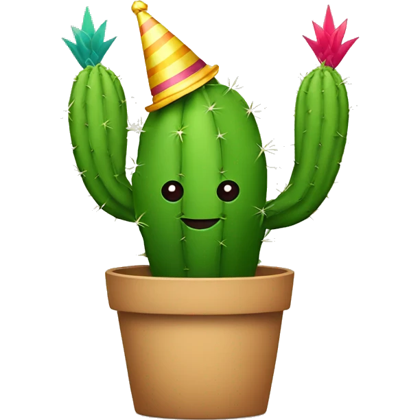 Cactus with a party hat emoji