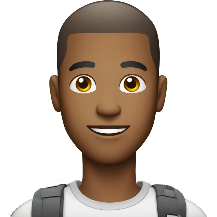 confident black man with buzz cut taking a photo emoji