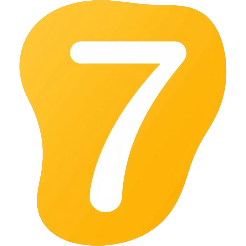 Number 7 on a yellow volumetric background emoji