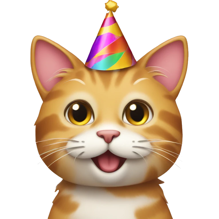 A smiling cat wearing a party hat emoji
