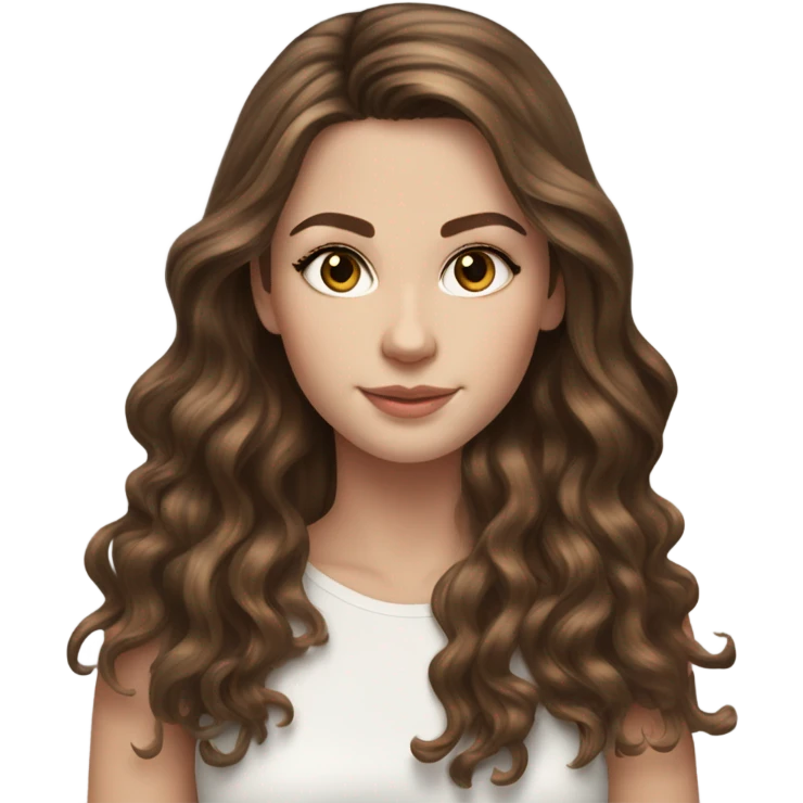 Beautiful realistic White girl hazel eyes with long voluminous brown hair with brown highlights balayage  emoji