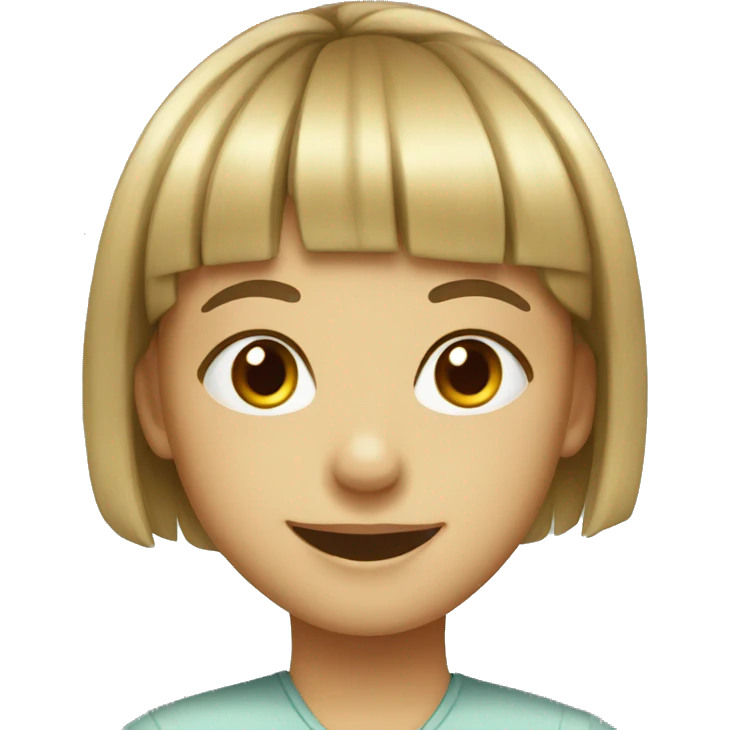 smiling girl portrait with bangs emoji
