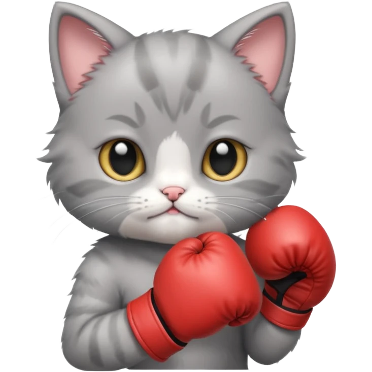 Happy Gray baby girl kitten boxing  emoji