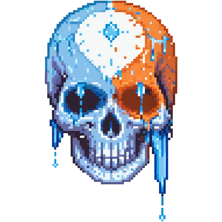 skull with blue tears streaming down emoji