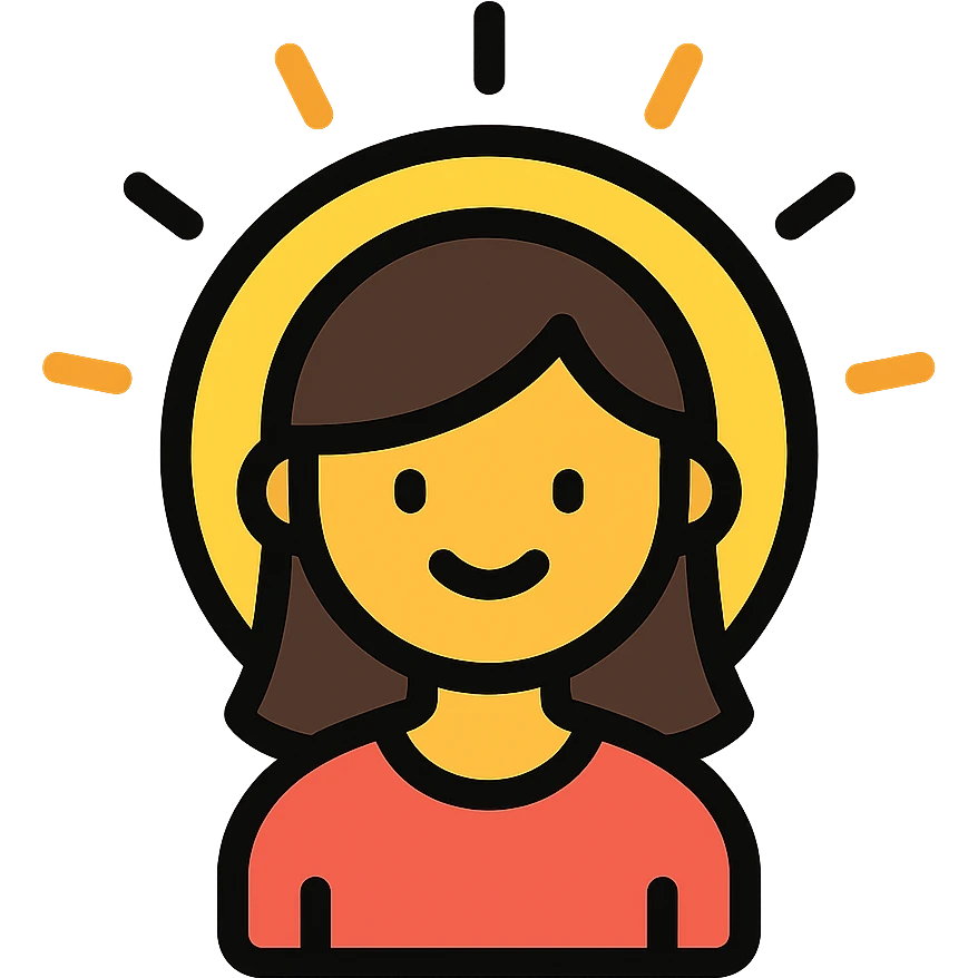 simple and modern icon of a girl with a glowing effect emoji