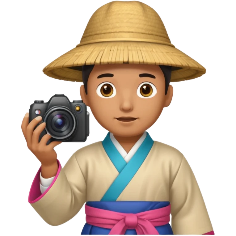 korean hanbok with ancient mayan man with camera emoji