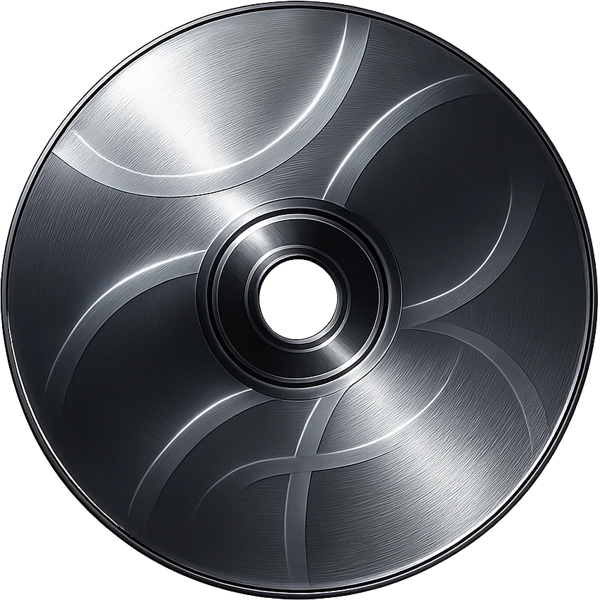 A minimalist CD disc with abstract pattern, glowing effect, blue color emoji