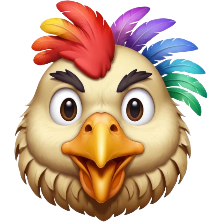 A retarded looking chicken head emoji